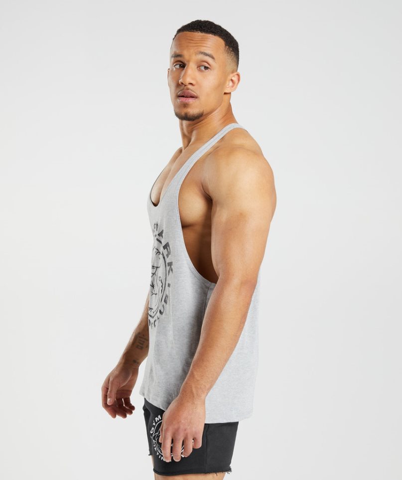 Men's Gymshark Legacy Stringer Tanks Light Grey | NZ 2SDZUJ